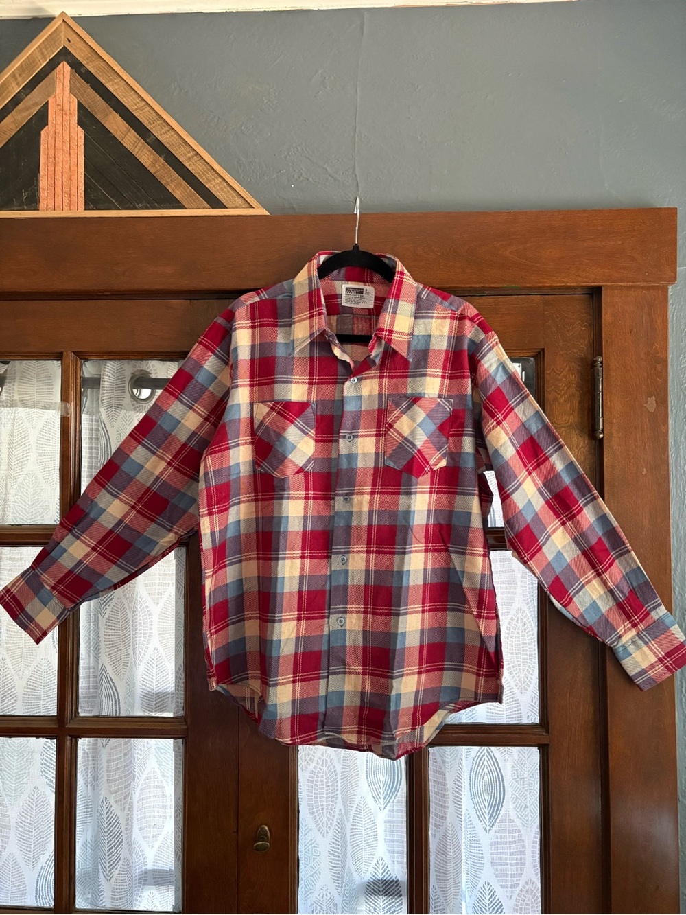 VTG NWOT Montgomery Ward Deadstock 100% Cotton Plaid Flannel Shirt Mens Large